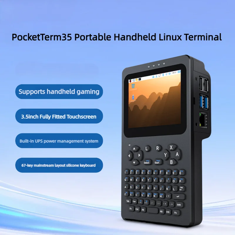 Raspberry Pi 4b/5 Pocketterm35-pi4 Pi5 Handheld Computer Linux Terminal 3.5-inch Touch Screen Pocket Handheld Mini Pc