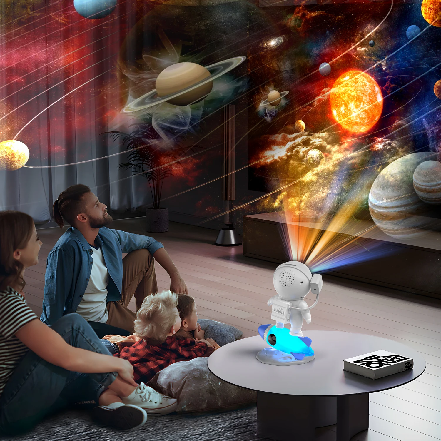 Rocket Astronaut Planetarium Projector Night Light Sky Projector 360° Rotate Galaxy Projector Lamp for Bedroom Décor Kids Gift