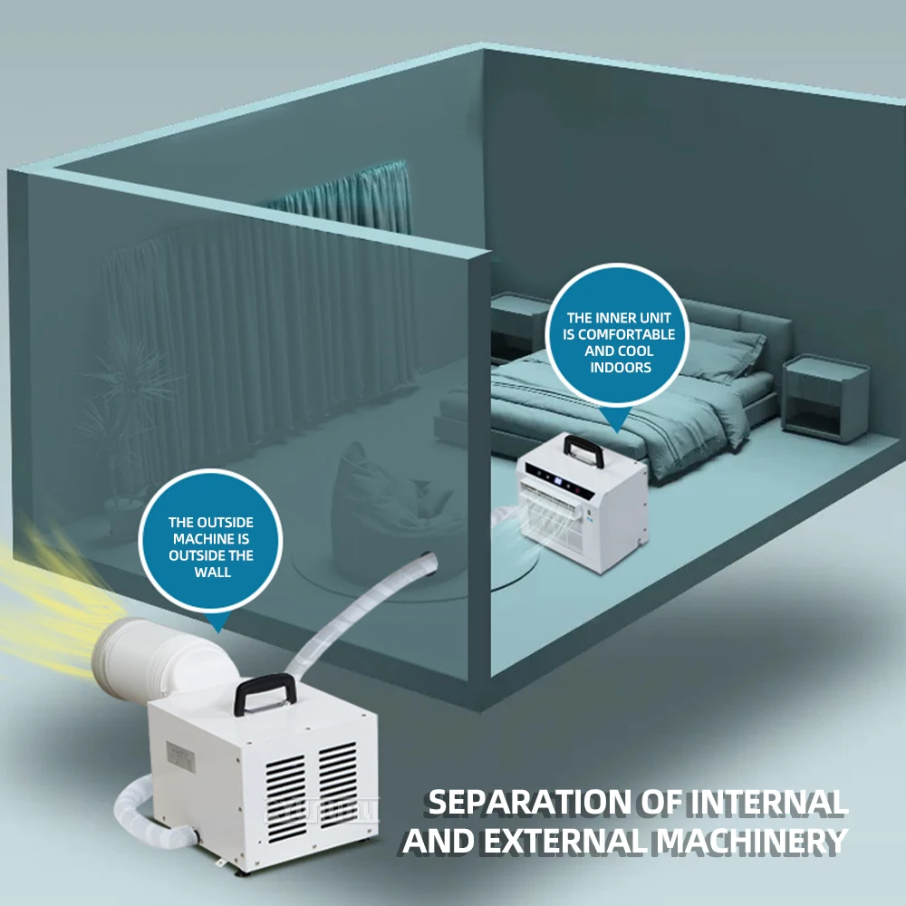 مكيف هواء متنقل سبليت للتحكم عن بعد، مكيف هواء للسيارة، خيمة تكييف هواء صغيرة محمولة