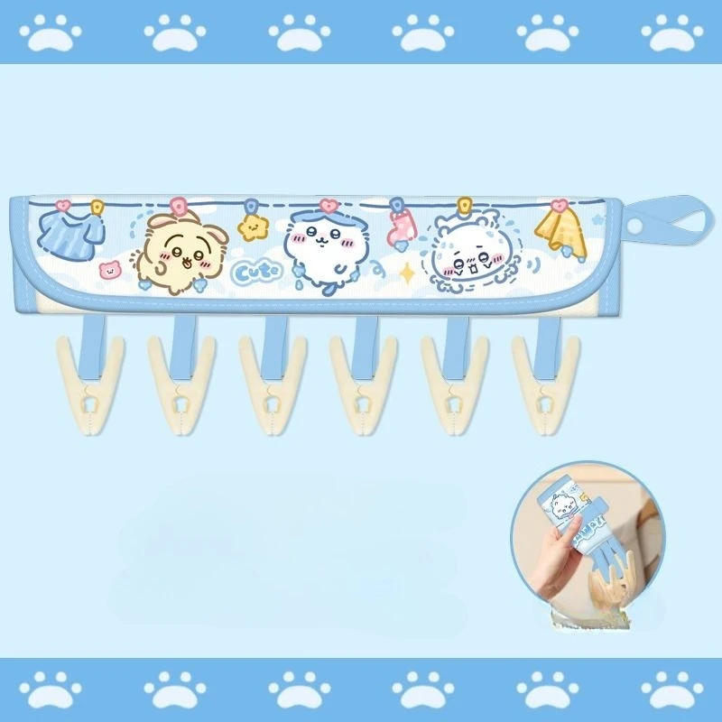 MINISO Chiikawa Hachiware Usagi Cartoon Folding Clothes Rack Portable Clothing Artifact Multifunctional Clothes Rack Travel
