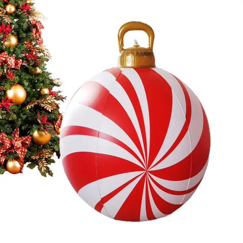 Christmas Inflatable Ball Ornaments Christmas Yard Ornament Ball Pvc Reusable Outdoor Decoration Candy Inflatable Ball Candy For