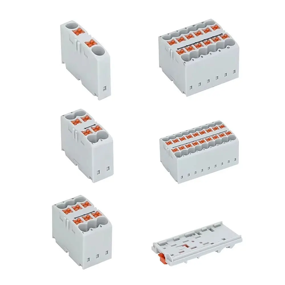 PTFIX 2.5mm² Push-in Electric Power Terminal 2/4/6/12/18 Connection Multiple In Multiple Out Block Connector Distribution Block