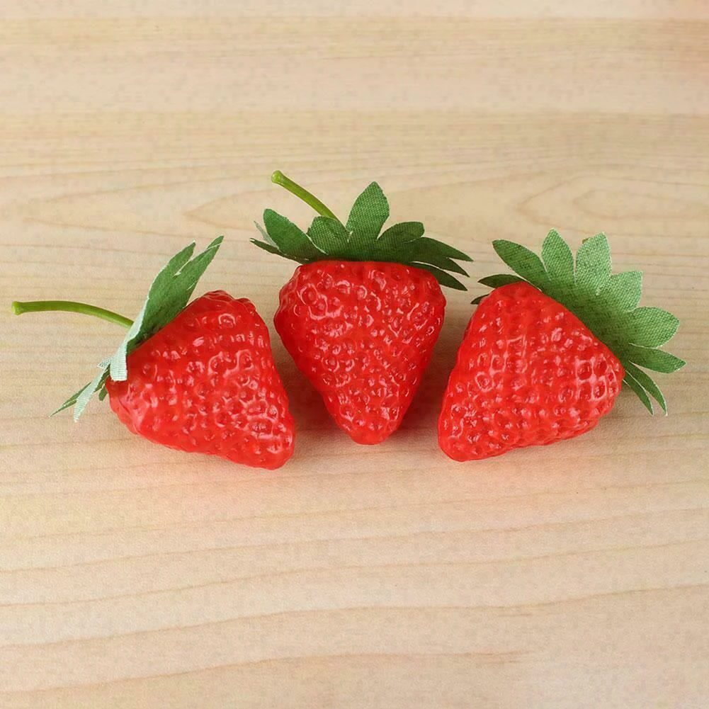 20Pcs Kunstmatige Aardbei Diy Kunstmatige Fruit Simulatie Plastic Nep Fruit Party Prop Ornament Thuis Bruiloft Decoratie