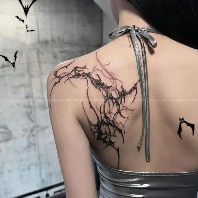 Herbal Thorns Design Temporary Tattoo for Woman Shoulder Art Sexy Tattoo Sticker Trendy Back Fake Tattoo Waterproof Stickers