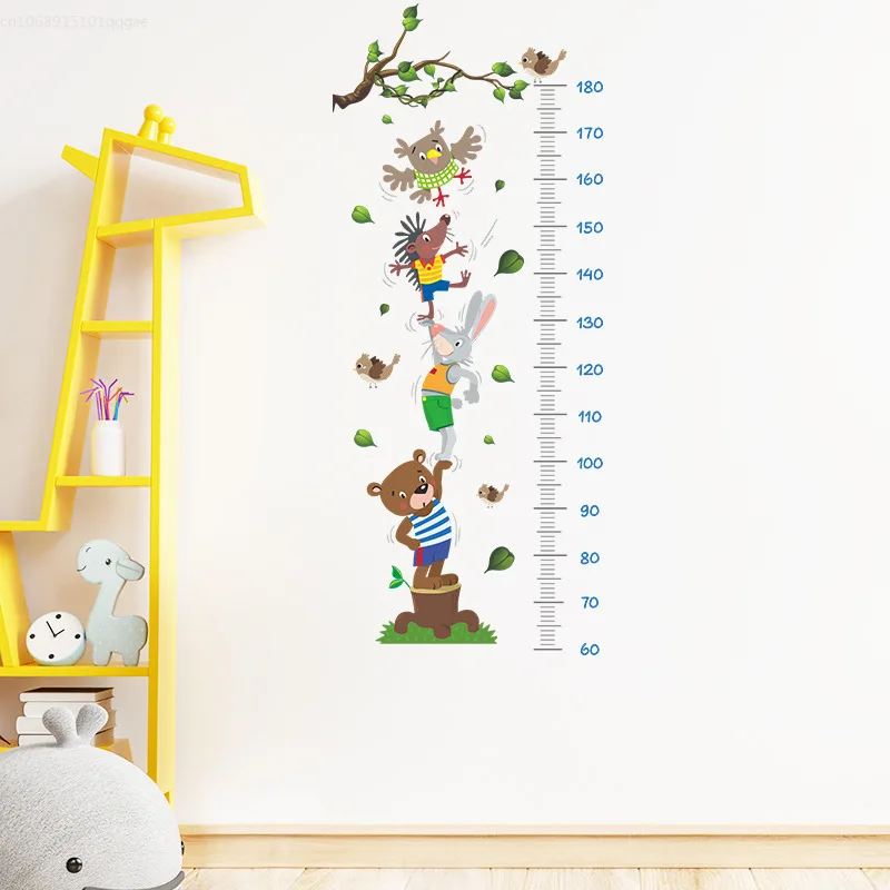 Cartoon Height Measure Wall Sticker for Kids Rooms Child Growth Ruler Stickers Gauge Growth Chart School Decals Nursery Bedroom