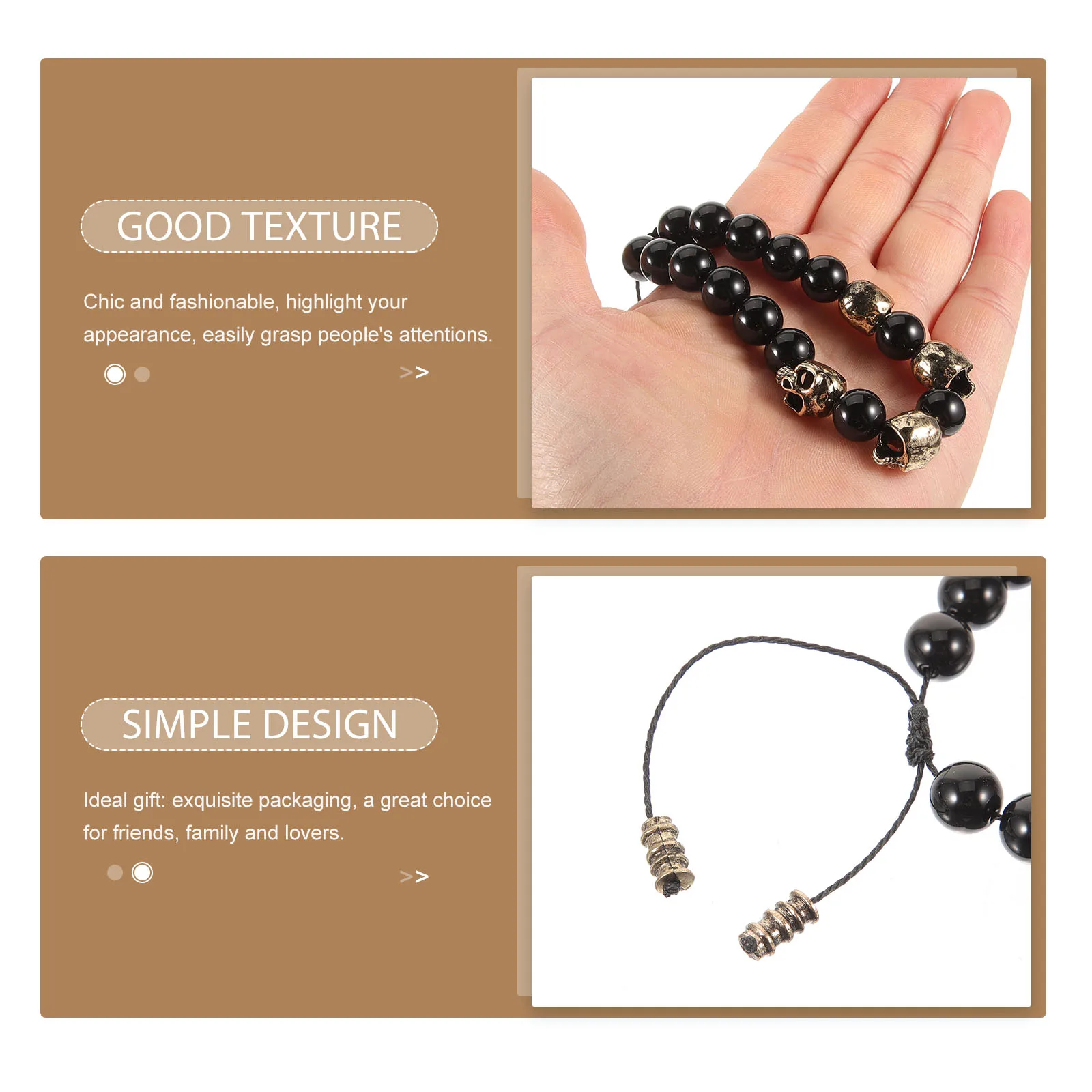 

Halloween Skull Bracelet Beads Mens Beaded Bracelets DIY Braided Accessories Punk