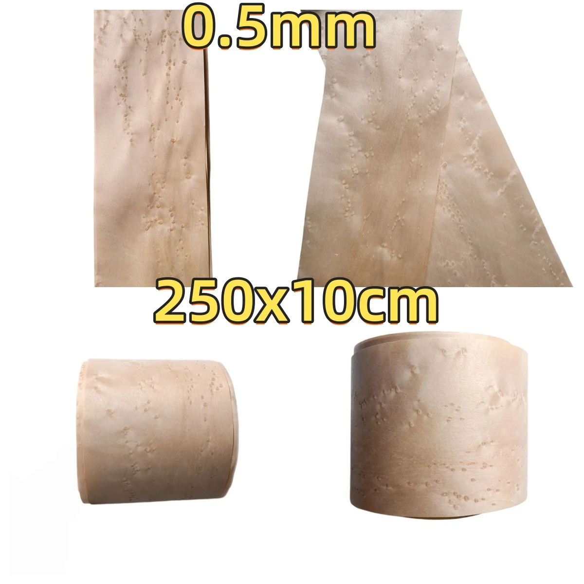 

Natural Apricot Pink Birdseye Maple Veneer, 250x10cm, For Display Table Surface Veneering & Furniture Refinishing.