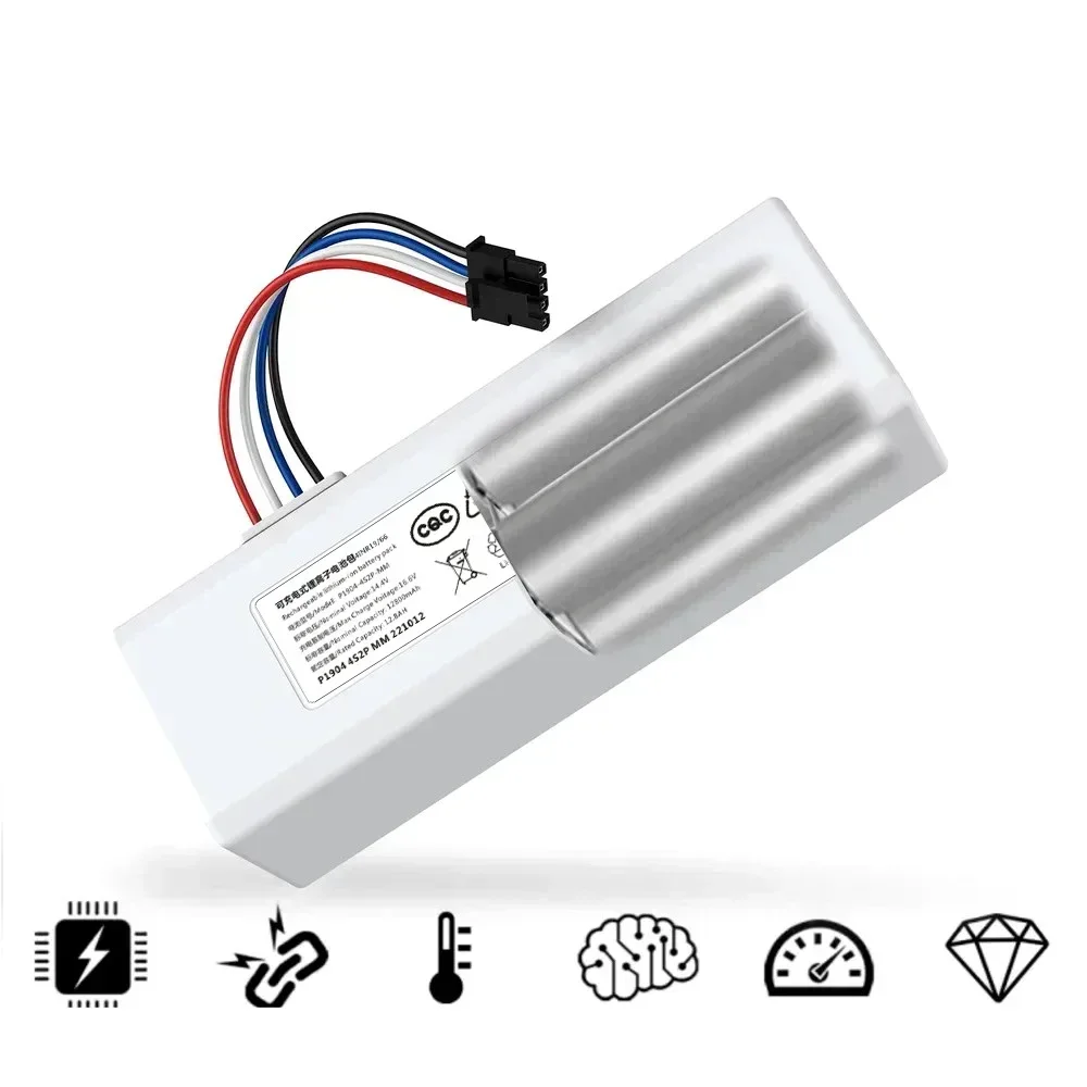 Original 14.4V 12800mAh P1904-4S1P-MM Li ion Battery For Xiaomi Mijia 1C STYTJ01ZHM Robot Vacuum Mop Cleaner Accessories Parts