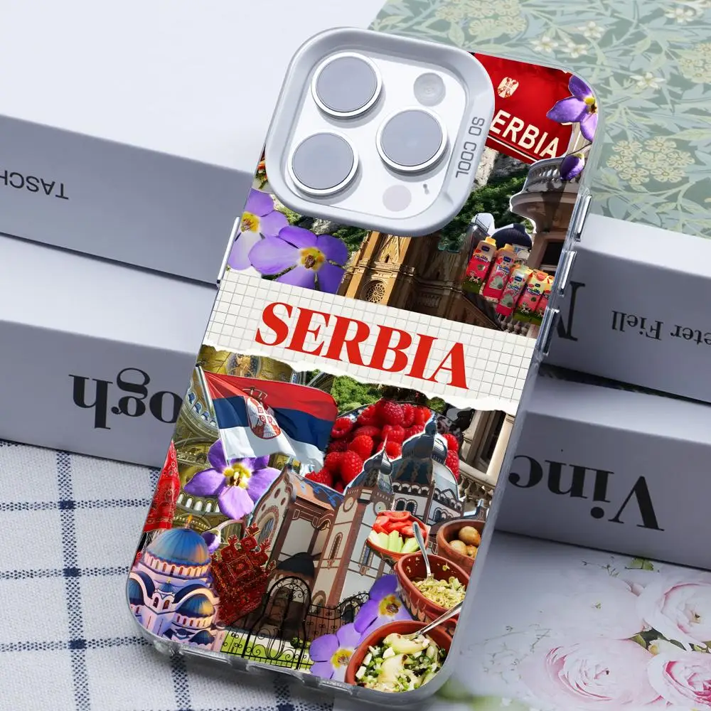 

Serbia Flag White Translucent Mobile Phone Case for iPhone 17 16 15 14 13 12 11 X XR XS Air Pro Max Plus Colorful Cover