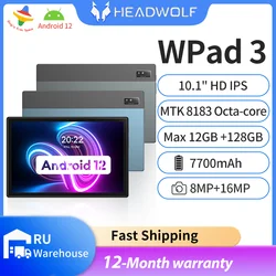 HEADWOLF-WPad3 안드로이드 12 태블릿 10.1 인치 6GB RAM DDR4X 128GB ROM UFS 2.1 MTK 8183 옥타 코어, 태블릿 PC 후면 카메라 16mp 7700 mAh