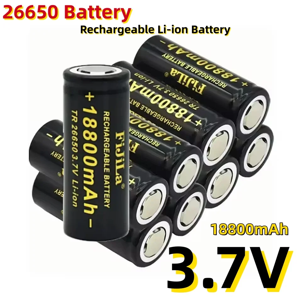 

High Capacity 26650 Battery 3.7V 18.8Ah Rechargeable Li-ion - Long Lasting for LED Flashlights, Torches, Emergency Lights