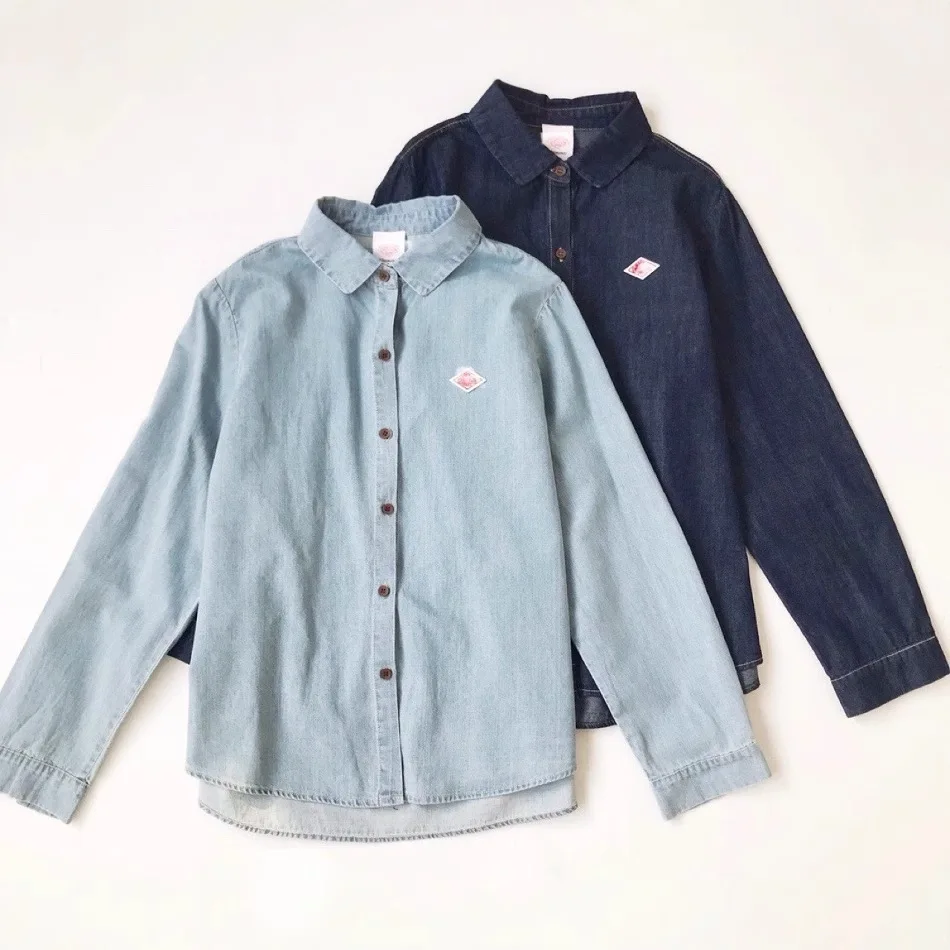

2026 New Japanese Style Women's Slim Fit Loose Thin Denim Shirt Long Sleeve Turn-down Collar Breathable Versatile Cotton Blend