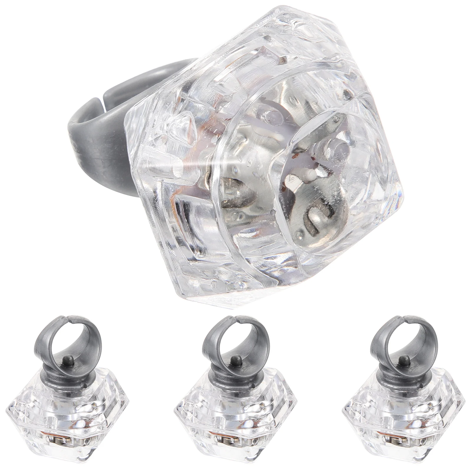4 Pcs Diamond Ring Boys Girls Toy Toys Kids Glowing Finger Delicate Party Favors Lights Gifts Children Flashing Rings Up