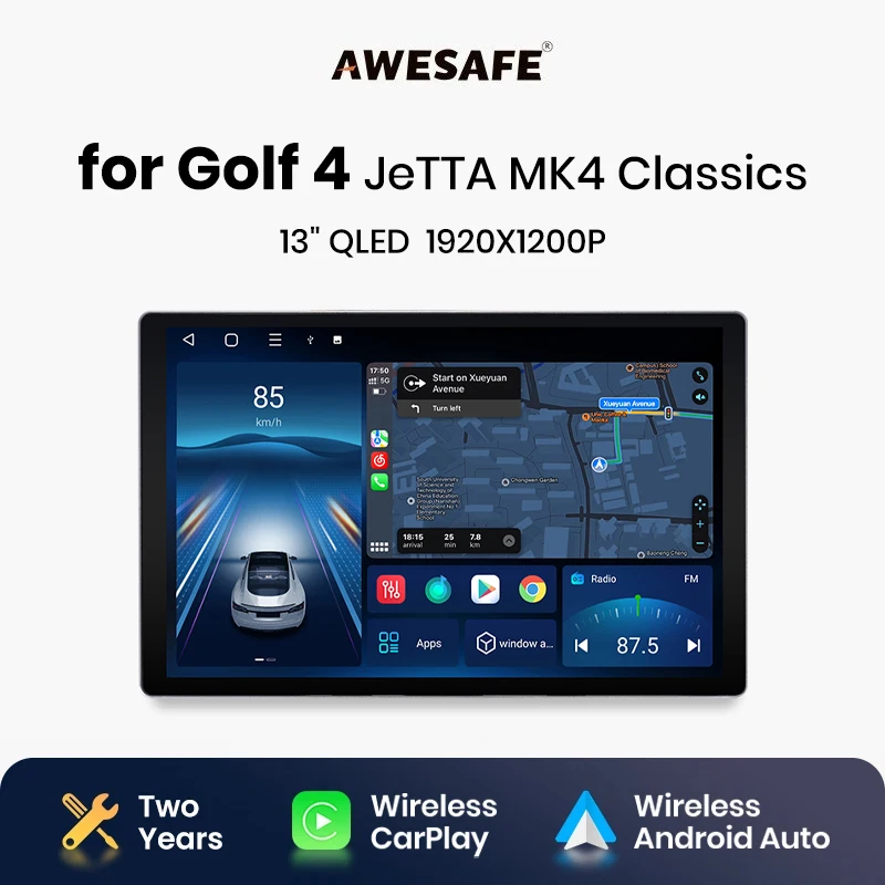 AWESAFE X7 PRO 11.5“ 2K AI Voice Wireless CarPlay Android Auto  for VW Golf 4 Jetta MK4 Car Radio Multimedia autoradio