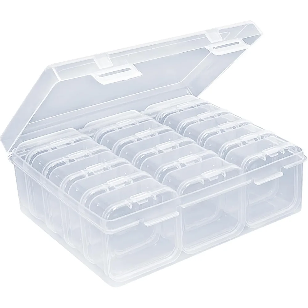 Multi-Size Transparent Bead Storage Box — 15, 20, or 45 Compartments (Flexible Selection) — Hinged, Dustproof Lid — Mini Organiz gallery 1