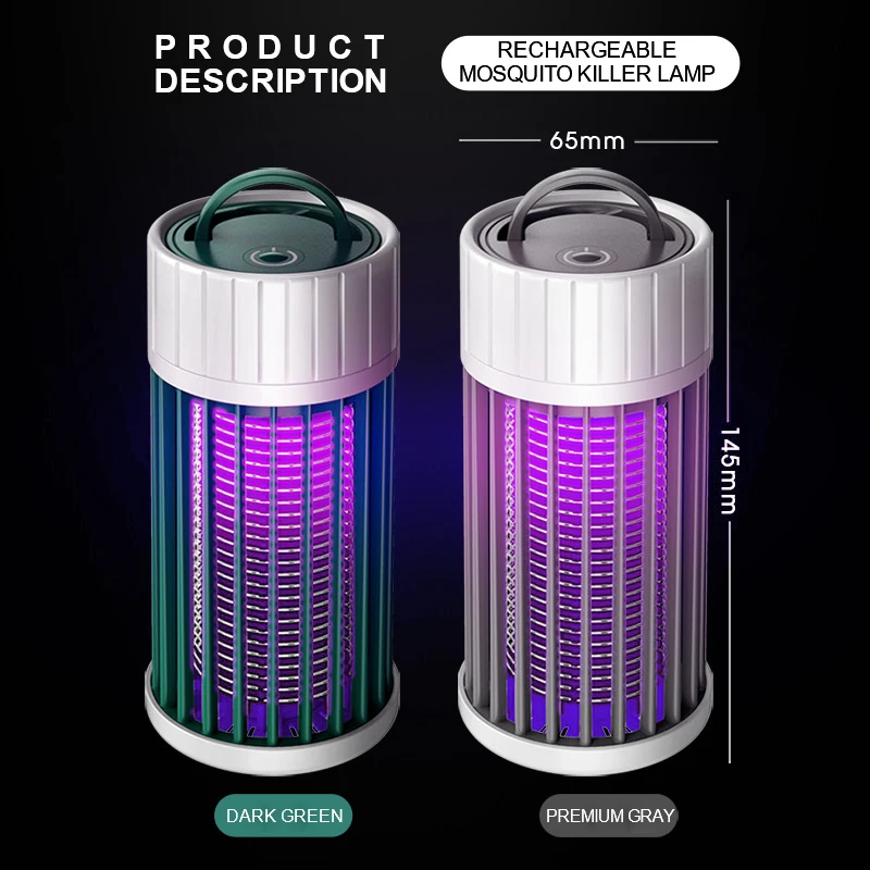LED 안티 모기 구충제 킬러 휴대용 버그 재퍼 충전식 캠핑 안티 플라이 트랩 실내 전자 음소거 곤충 킬러, 모기 퇴치 킬러 해충 트랩