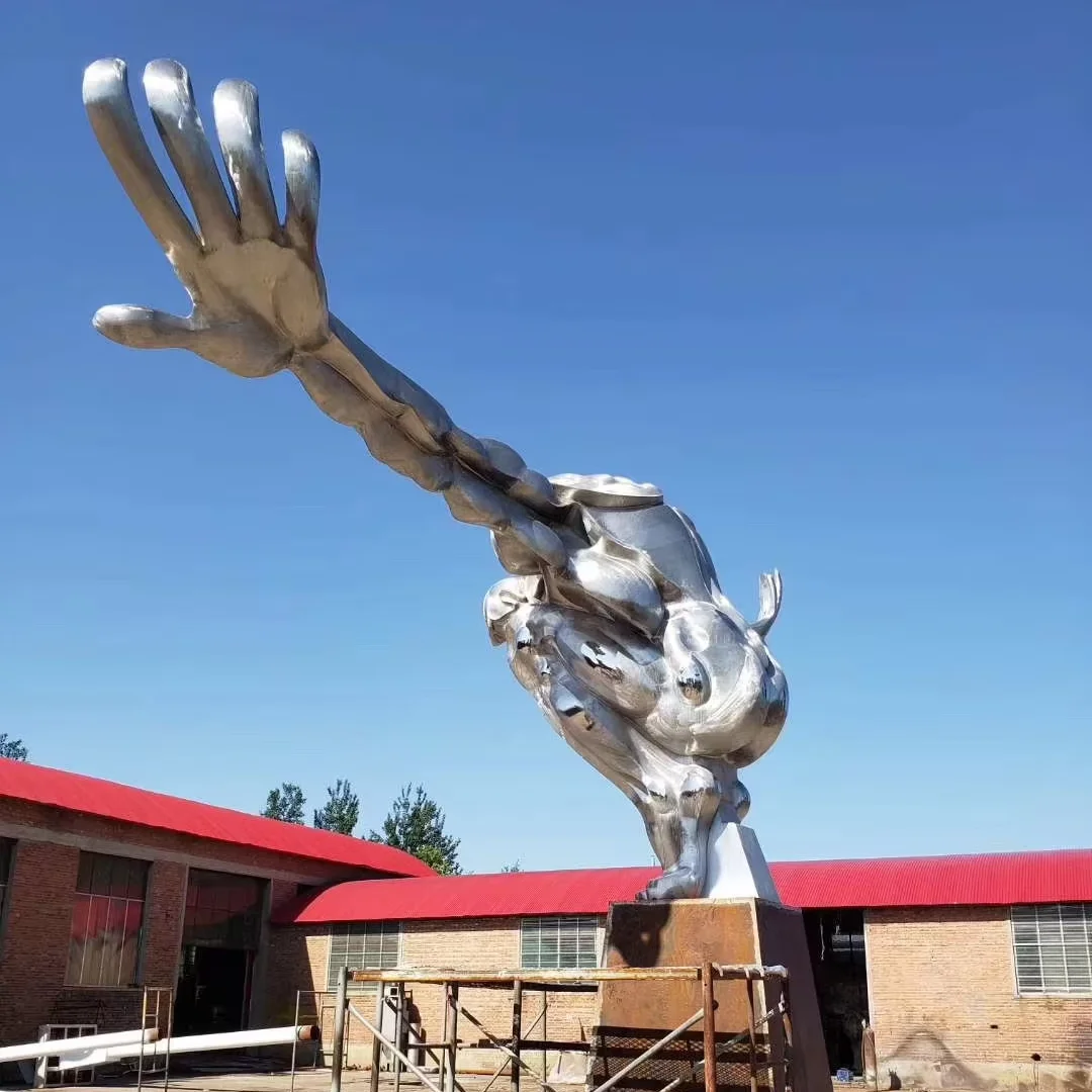 Escultura de estatua de buzo de acero inoxidable, decoración de natación pulida con espejo de nuevo diseño