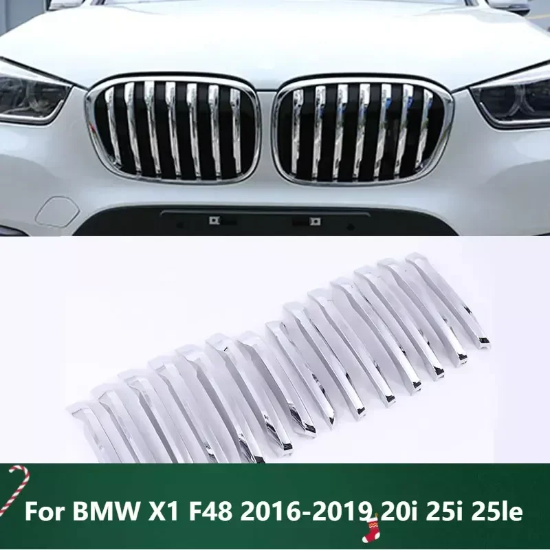 

Car-styling ABS Chrome Front Grill Decoration Strips Cover Trim Accessories Set of 14pcs For BMW X1 F48 2016-2019 20i 25i 25le