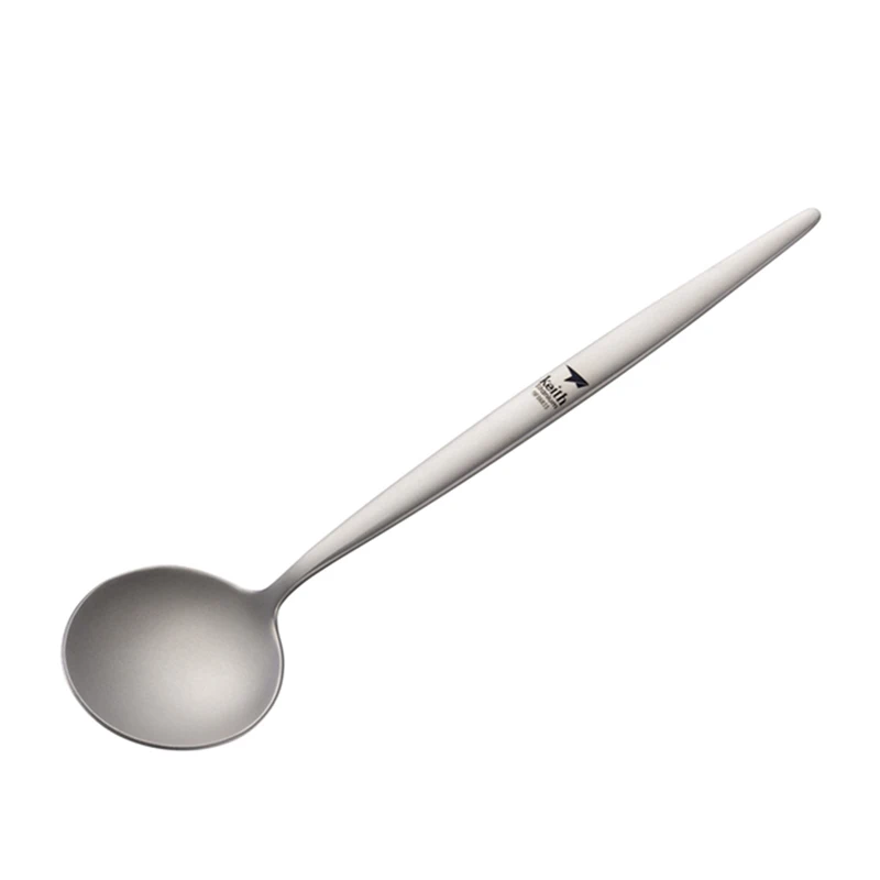 Keith Titanium Soup Spoon, Bacteriostatic Flatware, Outdoor Picnic Camping Tableware Long Handle Spoon, Dinnerware Loading Food