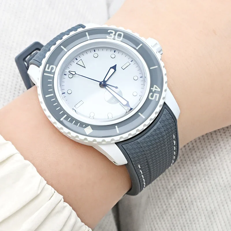 Gummi-Silikon-Uhrenarmband für Swatch X Blancpain GREEN ABYSS, gebogenes Ende, wasserdichtes Sportarmband mit gewebtem Muster, 22 mm – Detail 7