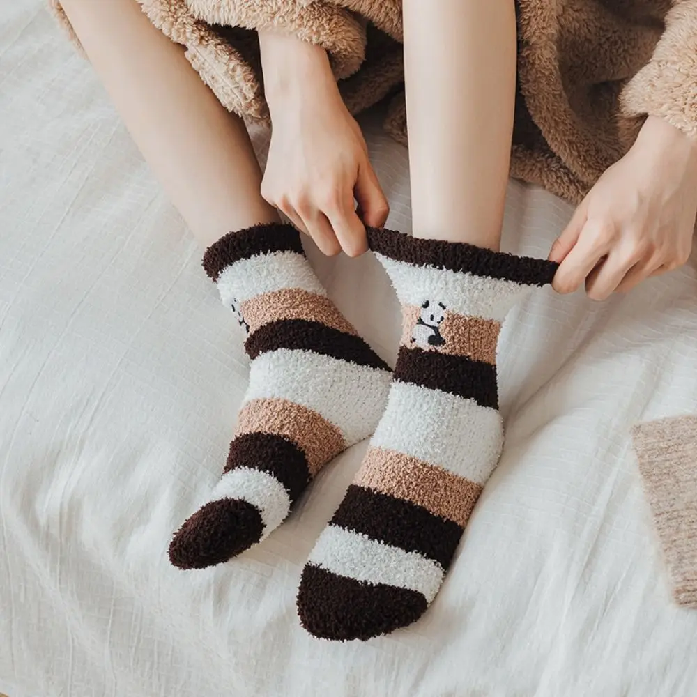 Thick Lady Harajuku Style Mid Tube Socks Coral Fleece Floor Socks Autumn Winter Socks Women Socks Home Sleeping Socks