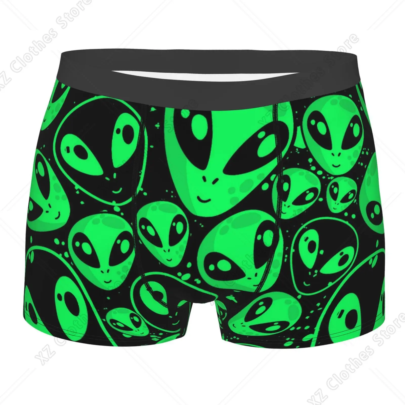 Green Alien UFO Pattern Men's Underwear Healthy Soft Comfortable High-Quality Men's Briefs Stylish Trendy Casual Sports Panties
