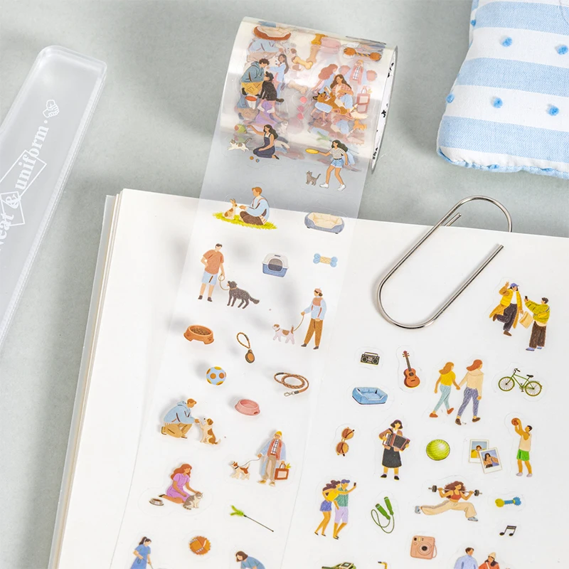 JIANQI 45mm*2m PET Mini character tapes Sticker Decorative collage Adhesive Diy Scrapbooking hand made Masking tape