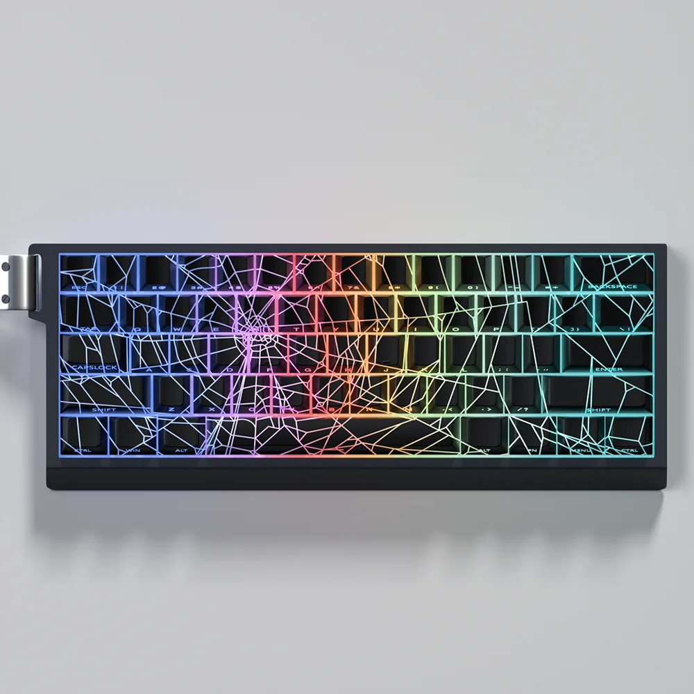 スパイダーウェブテーマキーキャップ 60/63/64/68 磁気キーボード用熱昇華オリジナルサイド彫刻透明クモの巣