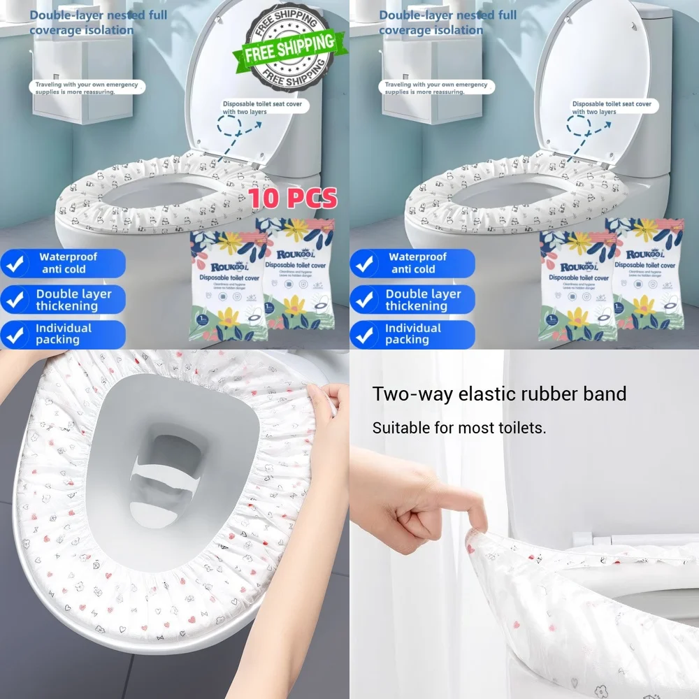 

10-упаковка одноразовых чехлов на сиденья для унитаза, портативных гигиенических одноразовых чехлов на сиденья для туалетной бумаги для путешествий, отеля, общественного туалета