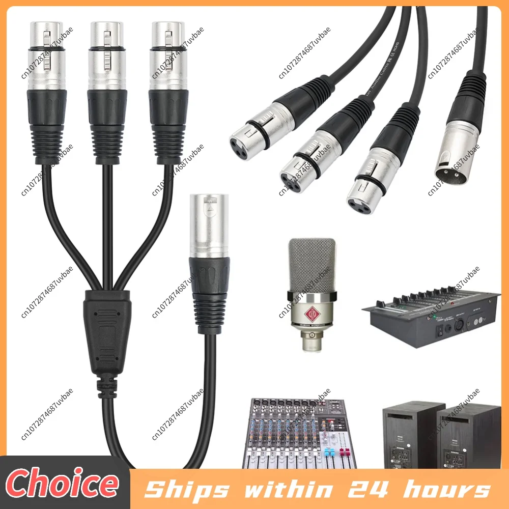 3Pin XLR Splitter Foil+Braided Shielded Audio Cable Adaptor Lightweight Balanced XLR Mic Cord for Mixer Microphone Amplifier