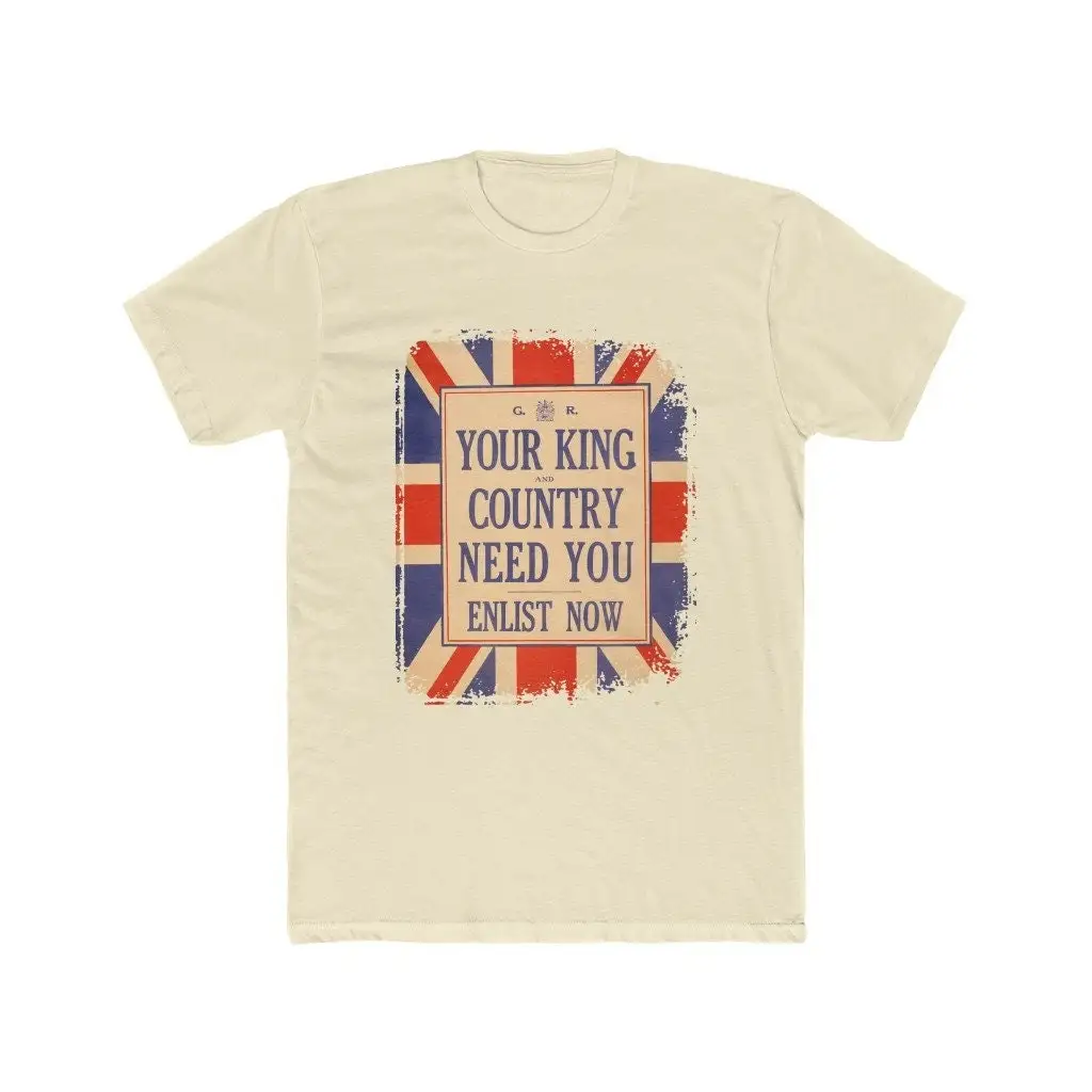 Vintage Poster Your King And Country Need You Enlist Now Premium Cotton Crew T Shirt