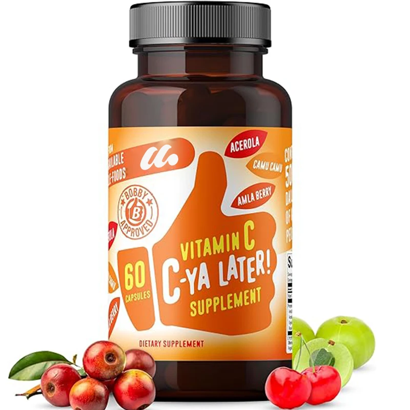 Vitamin C supplements, immune support dietary supplements - made from coniferous trees, kham fruits, and Indian currant berries