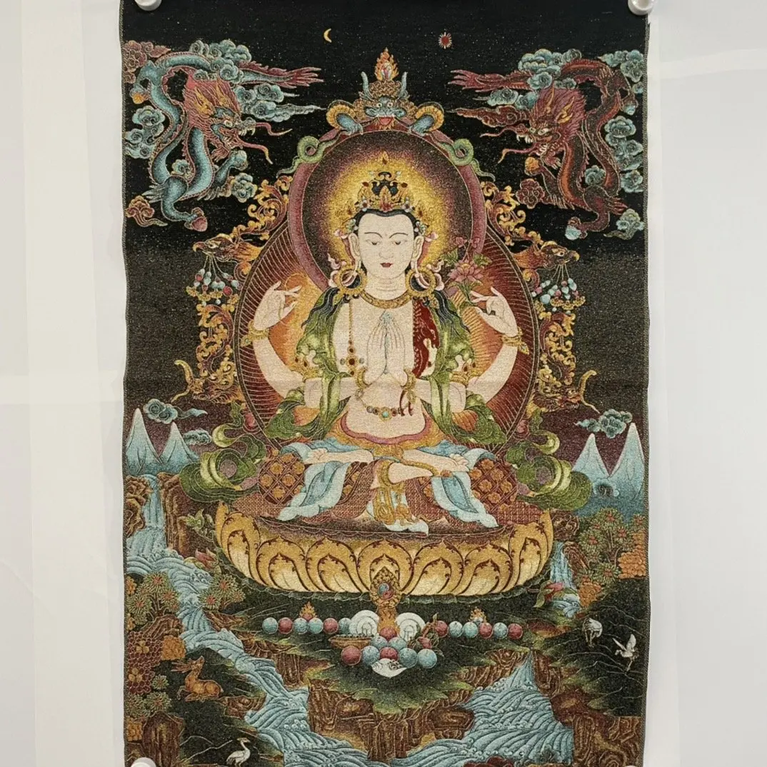 Diamond Embroidery Buddhist Avalokitesvara Buddha Portrait Mural Cross Stitch Four-armed Avalokitesvara Buddha Canvas Painting W