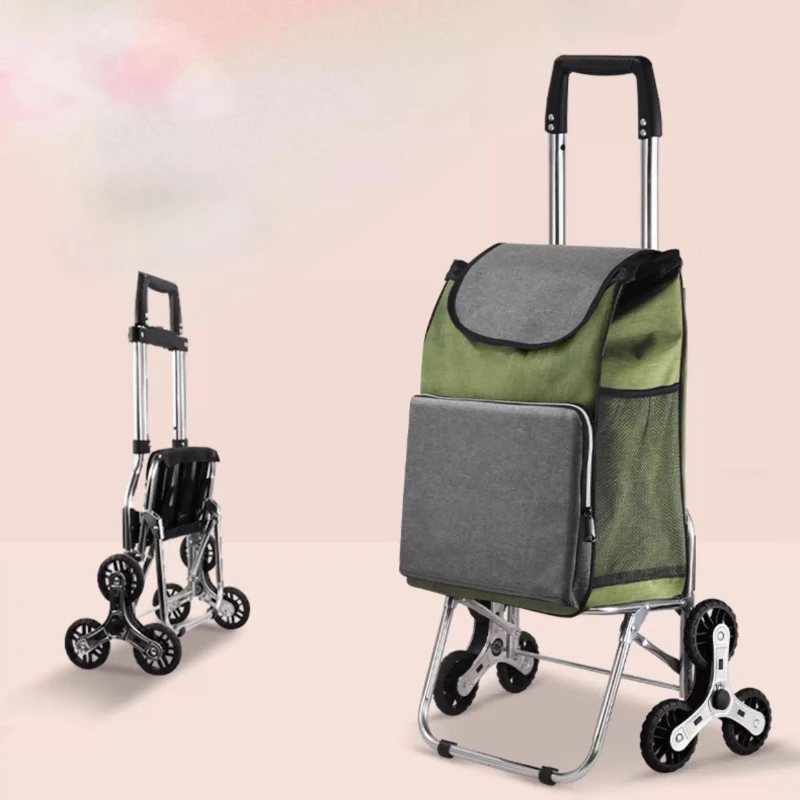 ‌Stainless Steel Grocery Cart, Adjustable Folding Wagon, SilentGlide Wheeled Trolley, XL Removable Bag Laundry Carrier‌