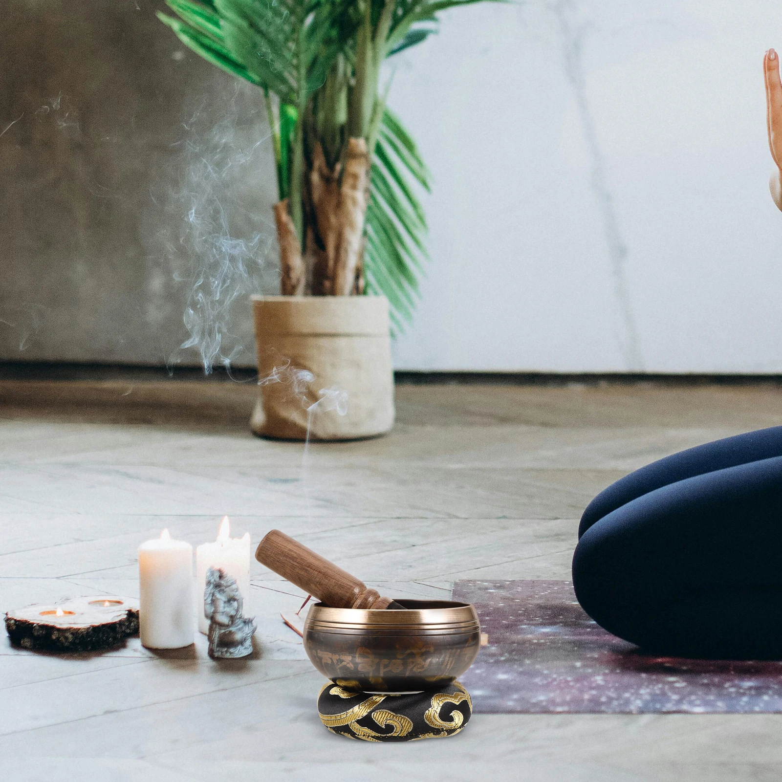 

1 set 1 Set Tibetan Copper Singing Bowl Meditation Sound Instrument For Yoga Home Decor Buddhist Altar Multi-Function Spiritual