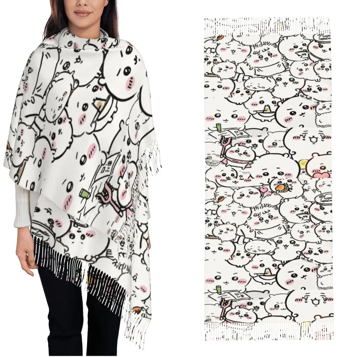 

Chiikawas женский шарф, шали и накидки из пашмины для вечерних платьев, повседневные офисные кашемировые большие шарфы