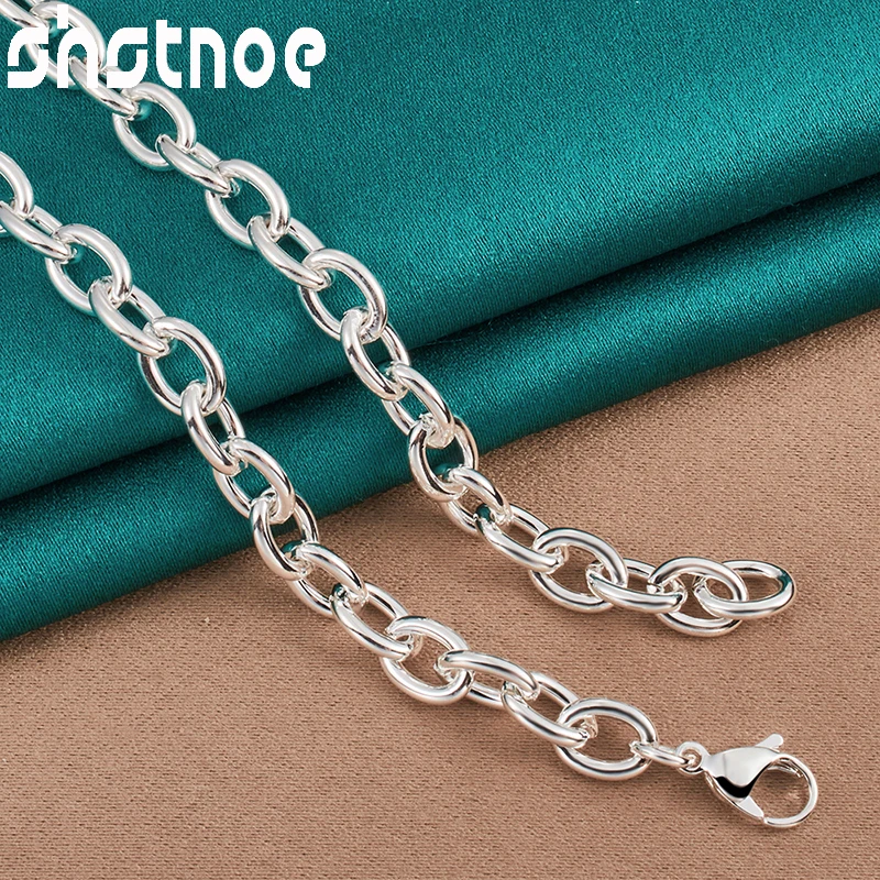 SHSTONE 925 Sterling Silver Oval Link Chain Necklace For Women Man Party Engagement Wedding Birthday Fashion Charm Jewelry Gifes