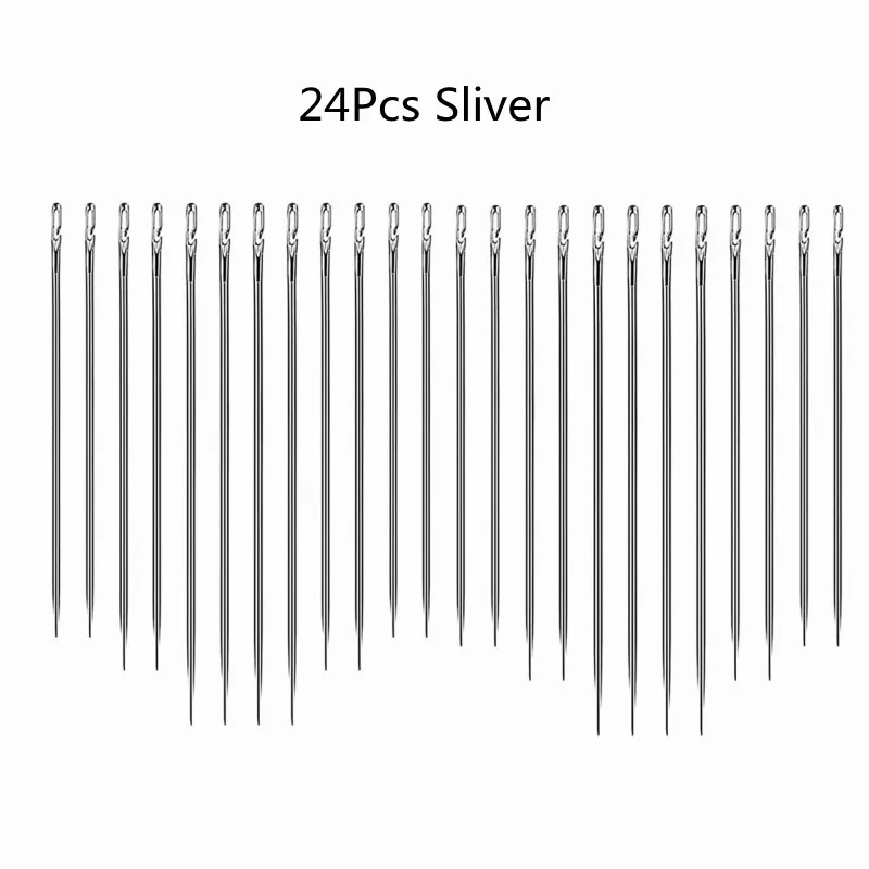 24Pcs Elderly Needle-side Hole Blind Needle Hand Household Sewing Stainless Sewing Needles For DIY,Sewing and Mending,Embroidery