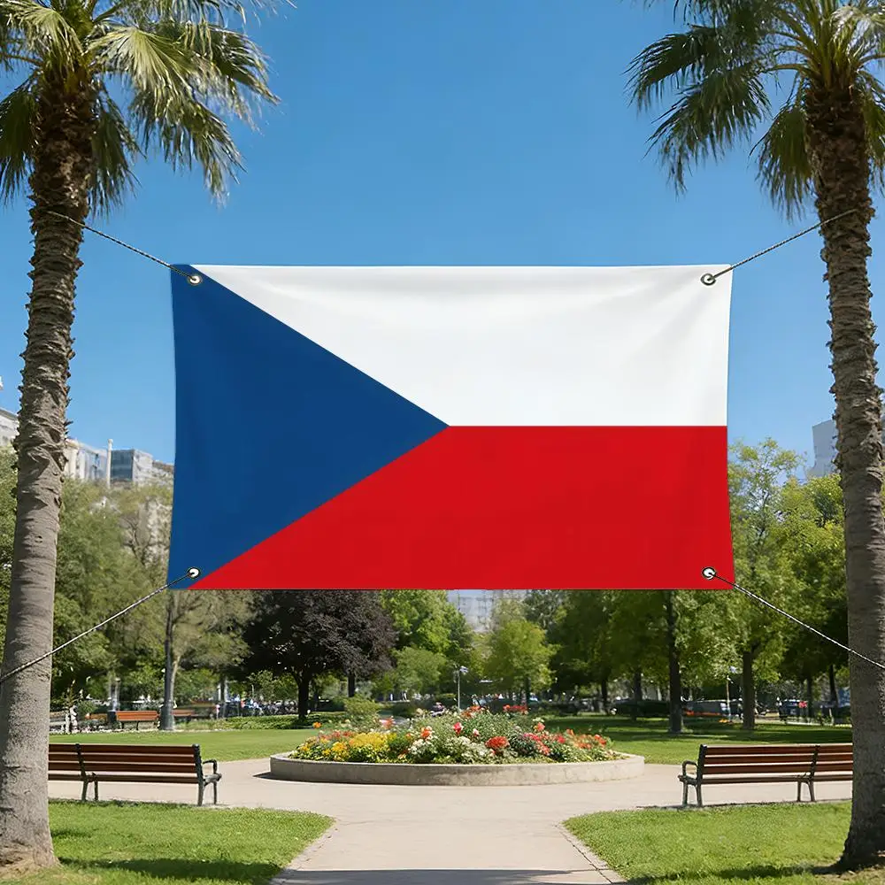 Czech Republic Flags Horizontal High Density Knitted Fabric European Simple For Durable Outdoor Indoor Use view 5