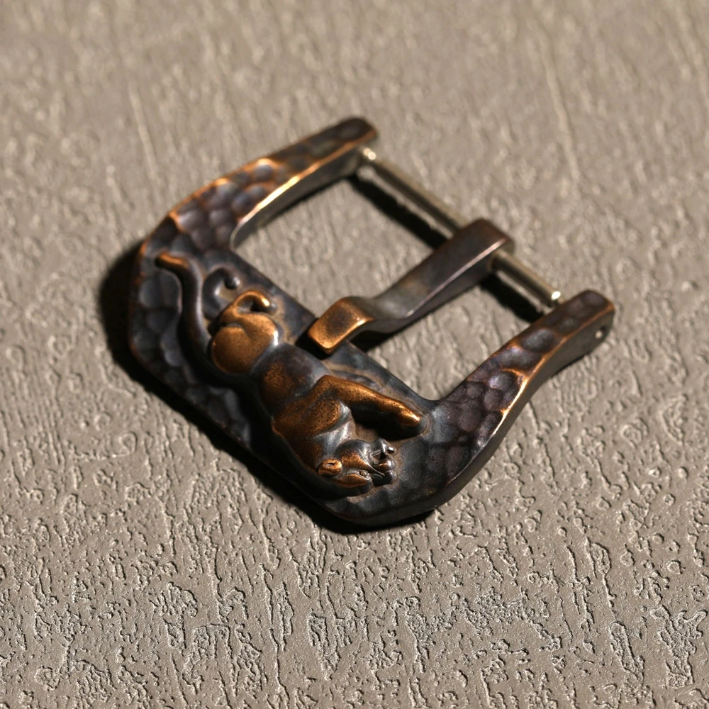 Handmade Bronze Buckle CUNS8 , High-end Oxidized, 20MM 22MM 24MM 26MM Vintage Style, Leather Strap Buckle, Bronze Watch Accessor