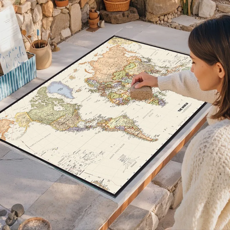 Affiche de décoration murale de carte du monde anglaise Vintage, sans cadre, peinture sur toile, image artistique, salle de classe, chambre à coucher, fournitures scolaires A1/A2