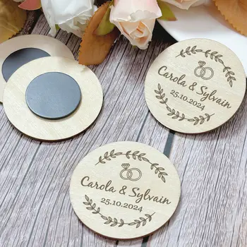 Svatební magnety, suvenýry pro hosty, personalizované dřevěné magnety na ledničku, svatební dárky, dárky na párty 12 nejlepší prodej magnetické svatební dárky - №3