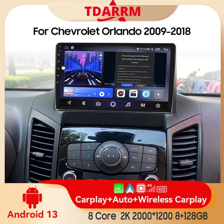 2 din for Chevrolet Orlando 2009-2018 Android 13.0 Multimedia Player Car Radio Wireless Carplay Android Auto Original Car Menu