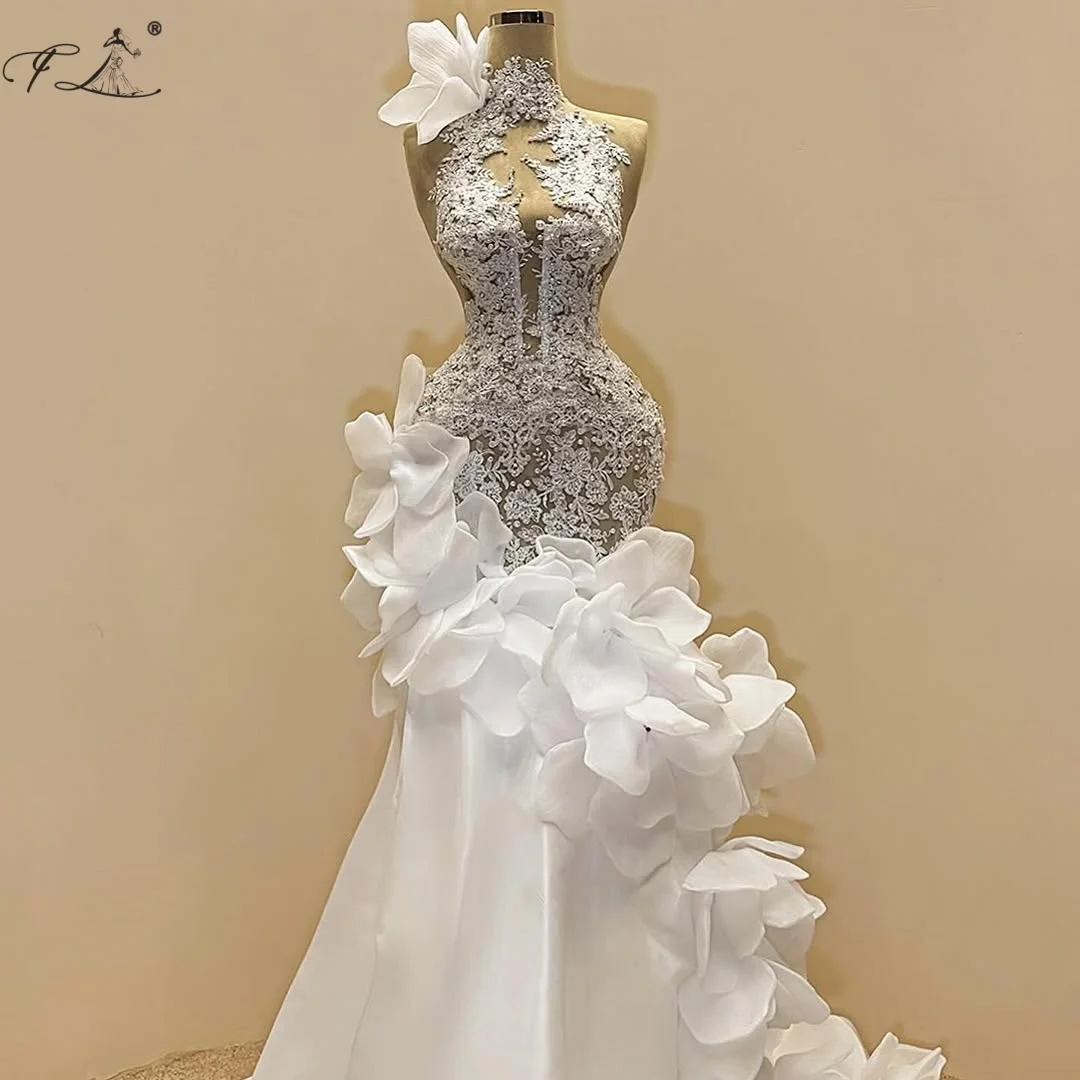 

White Floral Lace Evening Dress Pearl Mermaid Dress Elegant and Sexy Party Dress Wedding Dress Prom Dress 2025 New Dress