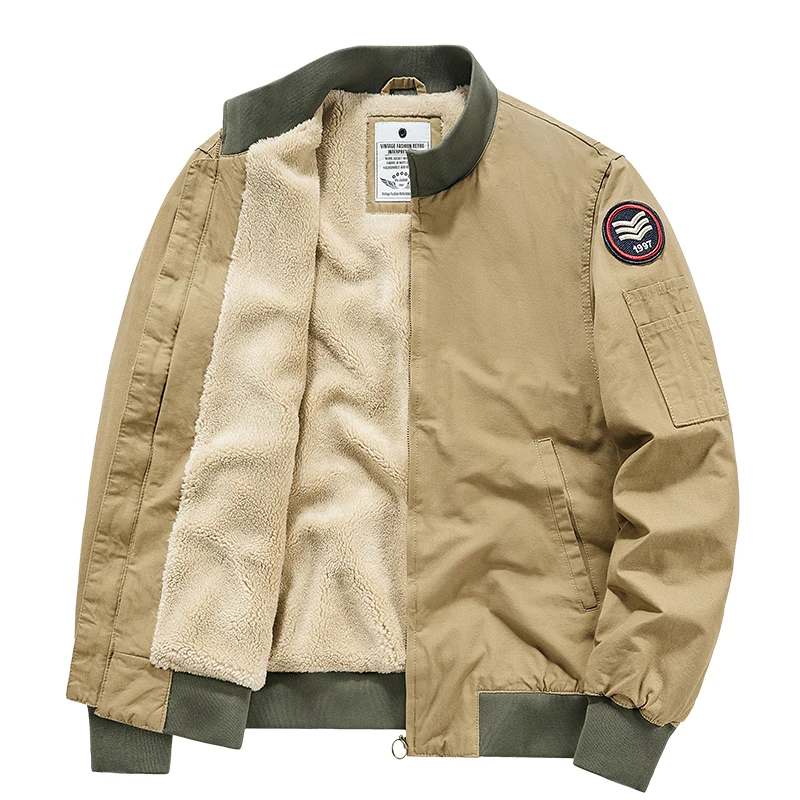

Windproof Middle-aged Parkas Men's Warm Thick Workwear Cotton Jacket Amb Wool Stand Collar Casual Fashionable Men's Clothing