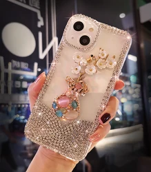 Crystal Phone Case Cover for Samsung, Luxury Color Diamond Bling, Claw Chain Jewelry, S24, S20, S21, FE, S22, S23PLUS, Note 20