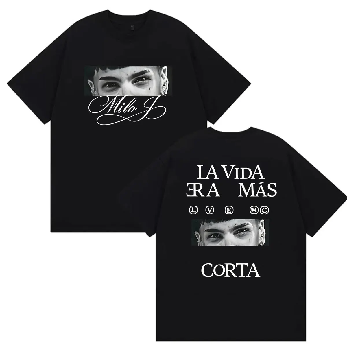 Rapper Milo J La Vida Era Mas Corta Album 2026 Graphic T Shirt Men's Vintage Fashion Cotton Short Sleeve T-shirts man streetwear
