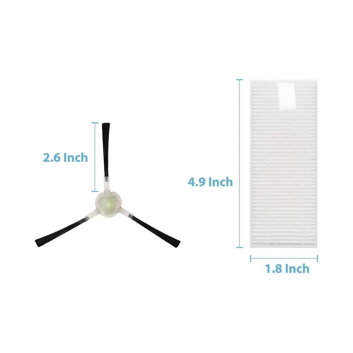 Filters Side Brushes for Life K2 Robot, M210 M210S M210B M213 Robot Vacuum Cleaner