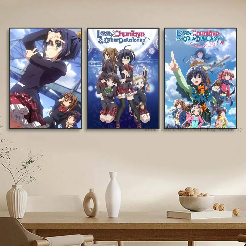 1 قطعة أنيمي الحب Chunibyo الأوهام الأخرى المشارك ذاتية اللصق الفن ورق مقاوم للماء ملصق مقهى بار غرفة جدار ديكور