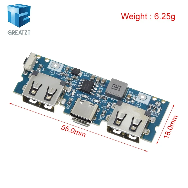 GREATZT Micro/Type-C USB 5V 2.4A Dual USB 18650 Boost Battery Charger Board Mobile Power Bank Accessories For Phone DIY